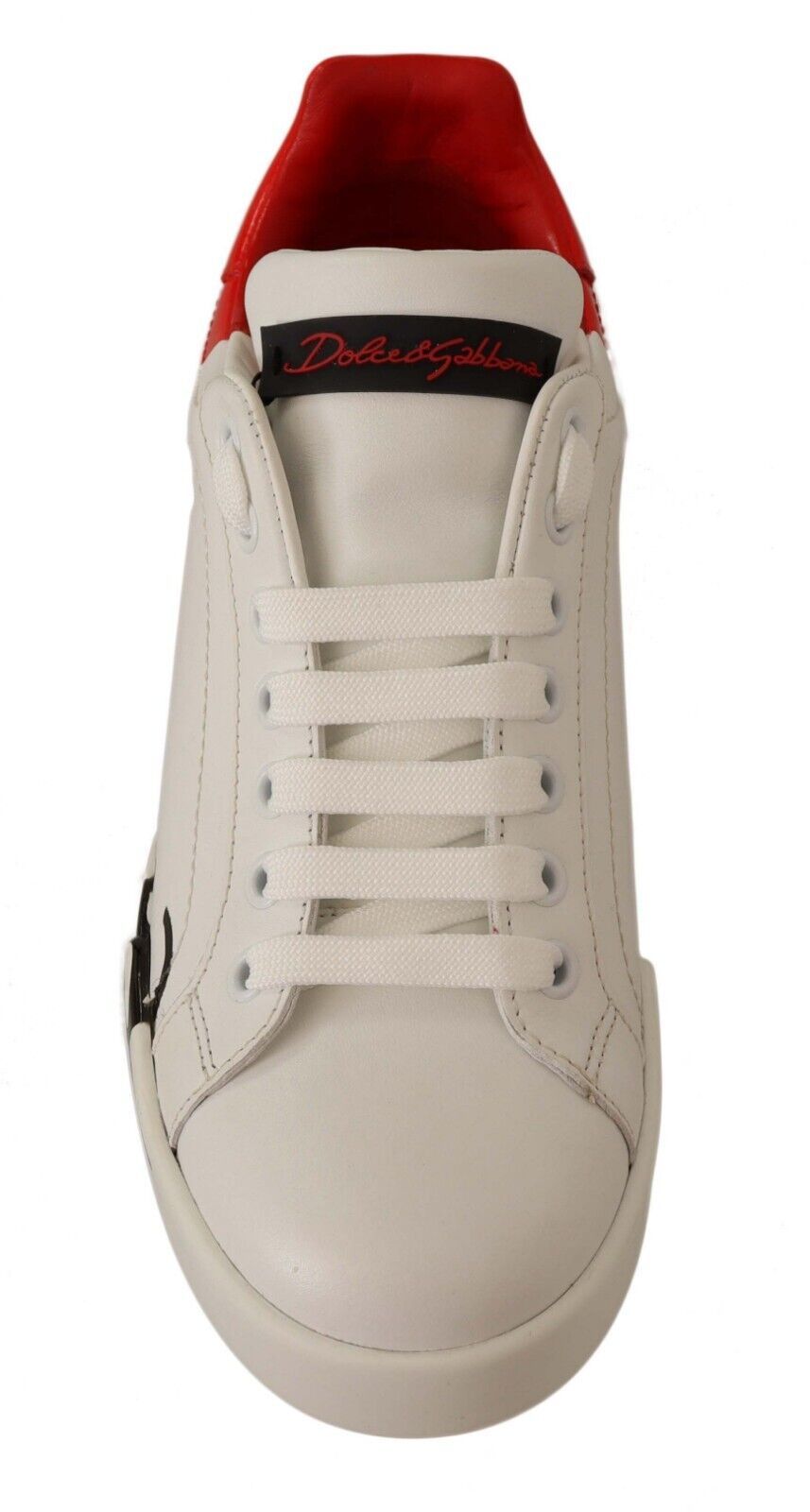 White Red Lace Up Sneakers Womens Portofino Shoes