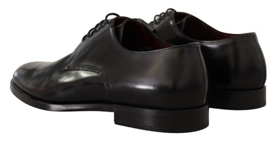 Black Leather Lace Up Formal Derby Shoes