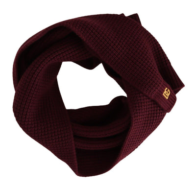 Dark Red Cashmere Logo Wrap Shawl Knitted Scarf