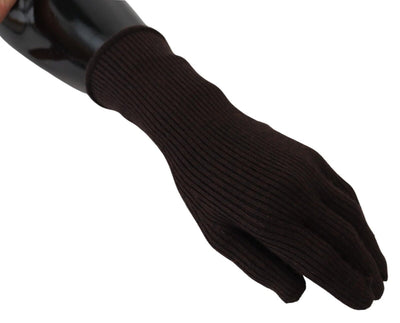 Brown Cashmere Silk Hands Mitten Mens Gloves