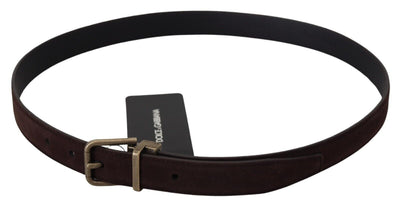 Dark Brown Leather Antique Metal Buckle Men Belt