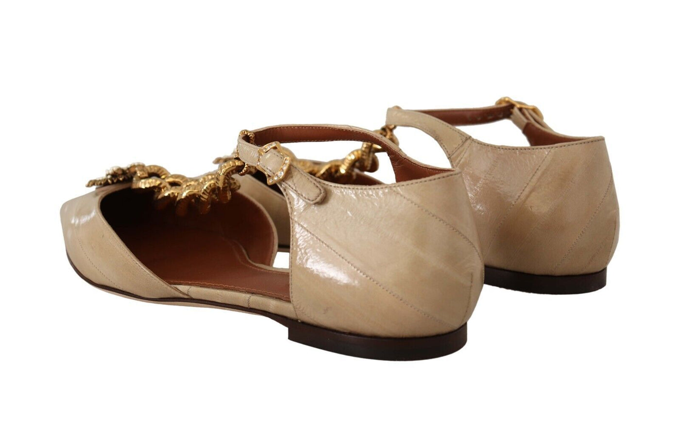 Beige Leather Devotion Flats Sandals Shoes