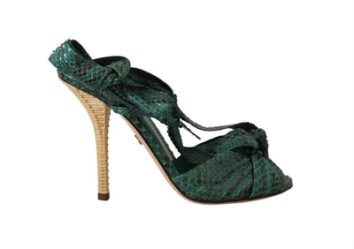 Emerald Exotic Leather Heels Sandals Shoes