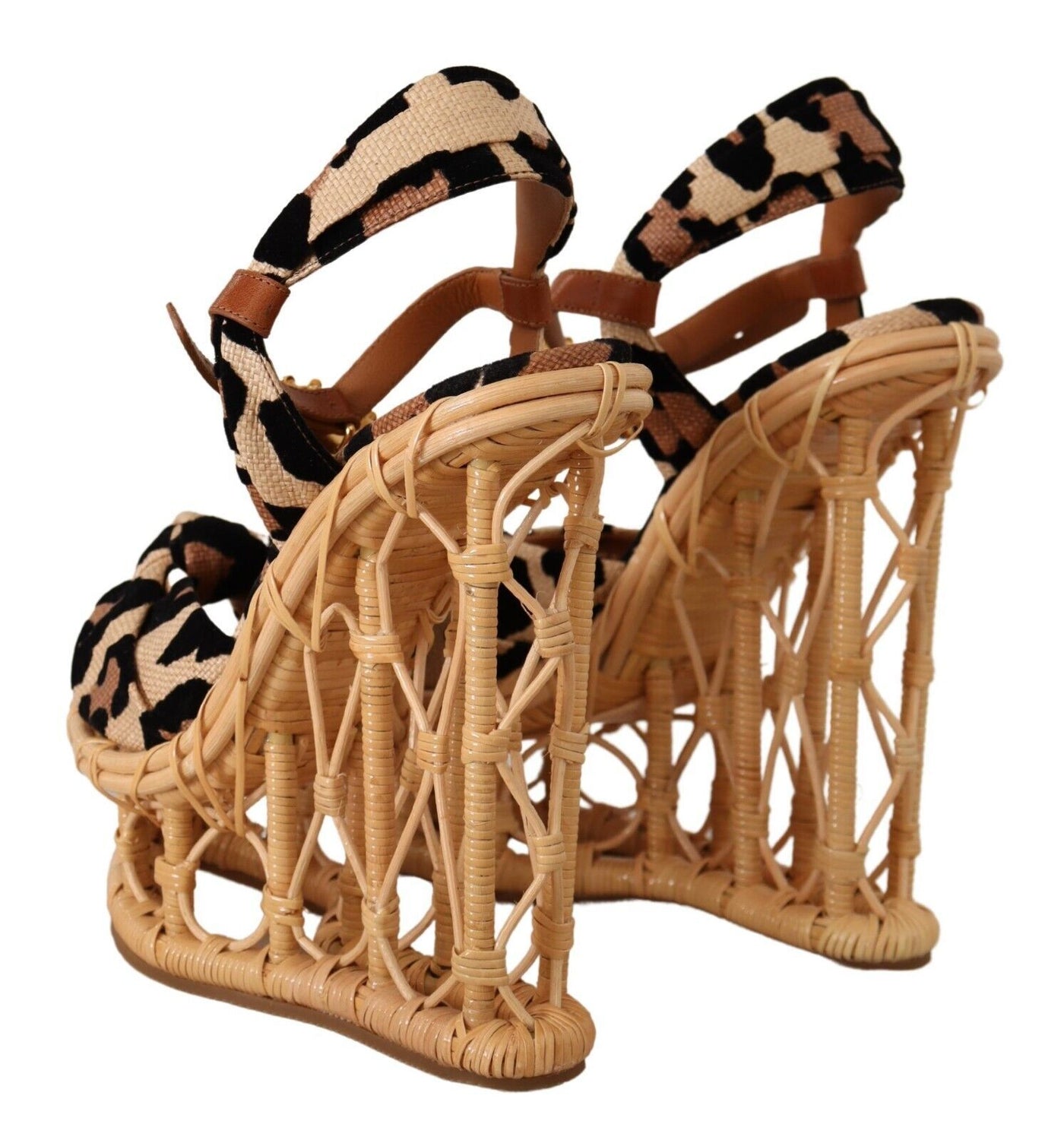 Multicolor Leopard Platform Heels Wedge Sandals Shoes