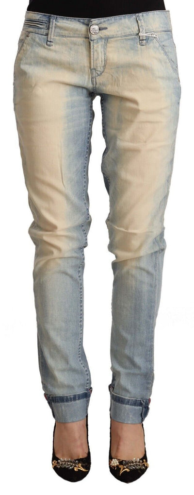 Light Blue Washed Cotton Low Waist Skinny Denim Jeans