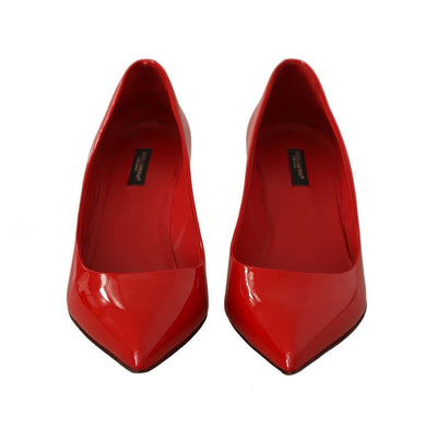 Red Kitten Heels Pumps Patent Leather Shoes