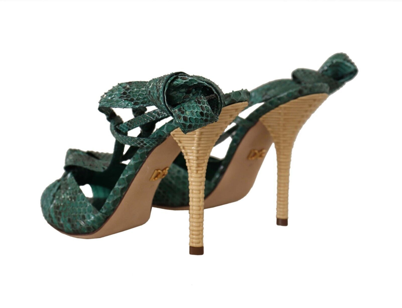 Emerald Exotic Leather Heels Sandals Shoes