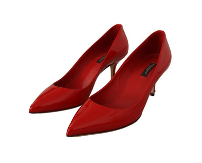 Red Kitten Heels Pumps Patent Leather Shoes