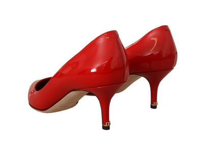 Red Kitten Heels Pumps Patent Leather Shoes