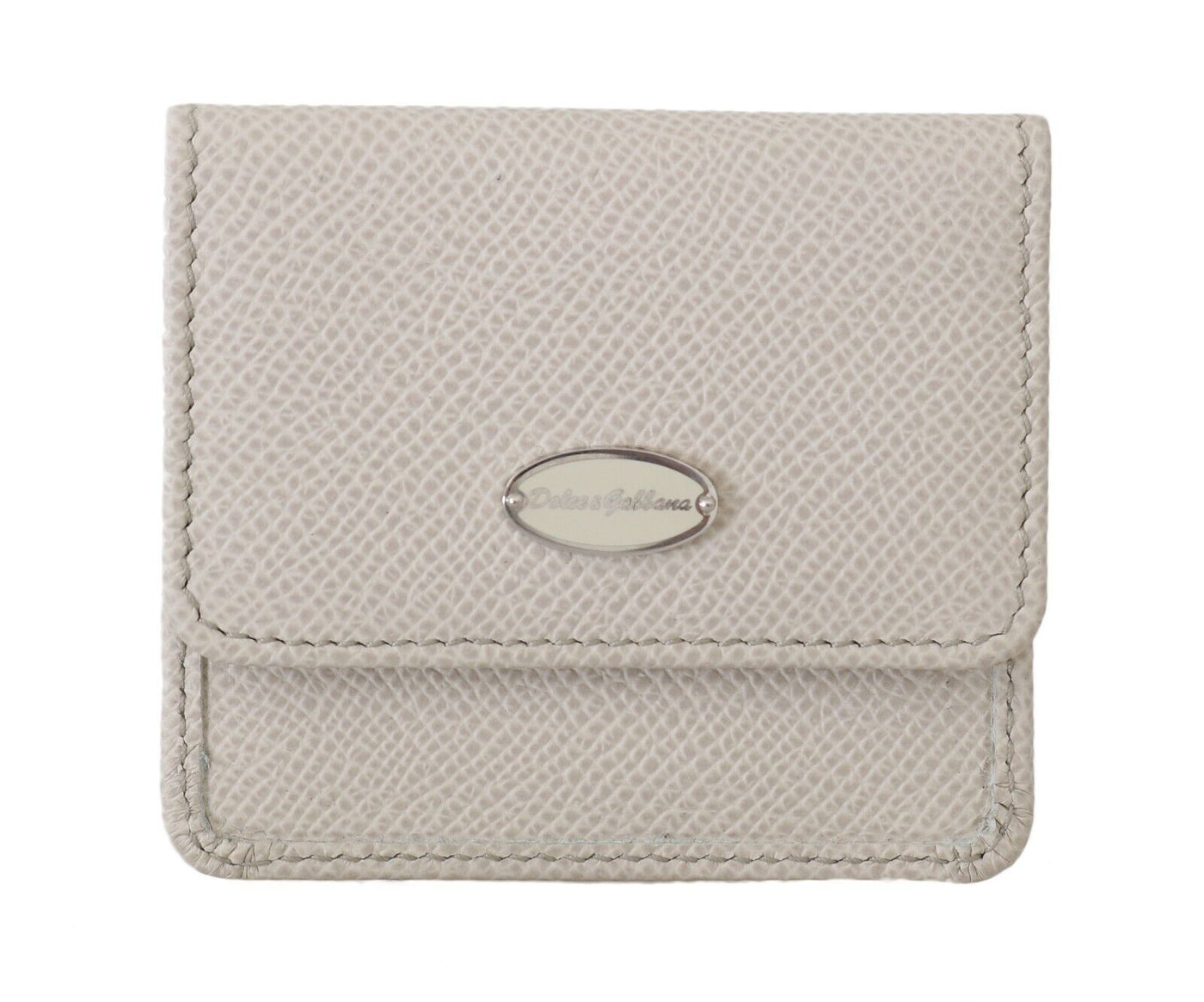 White Dauphine Leather Holder Pocket Wallet Condom Case