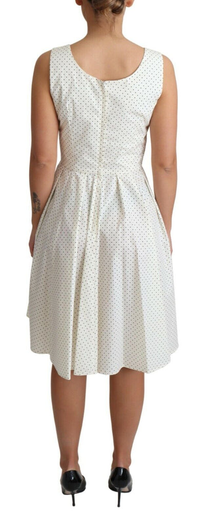 White Polka Dotted Cotton A-Line Dress