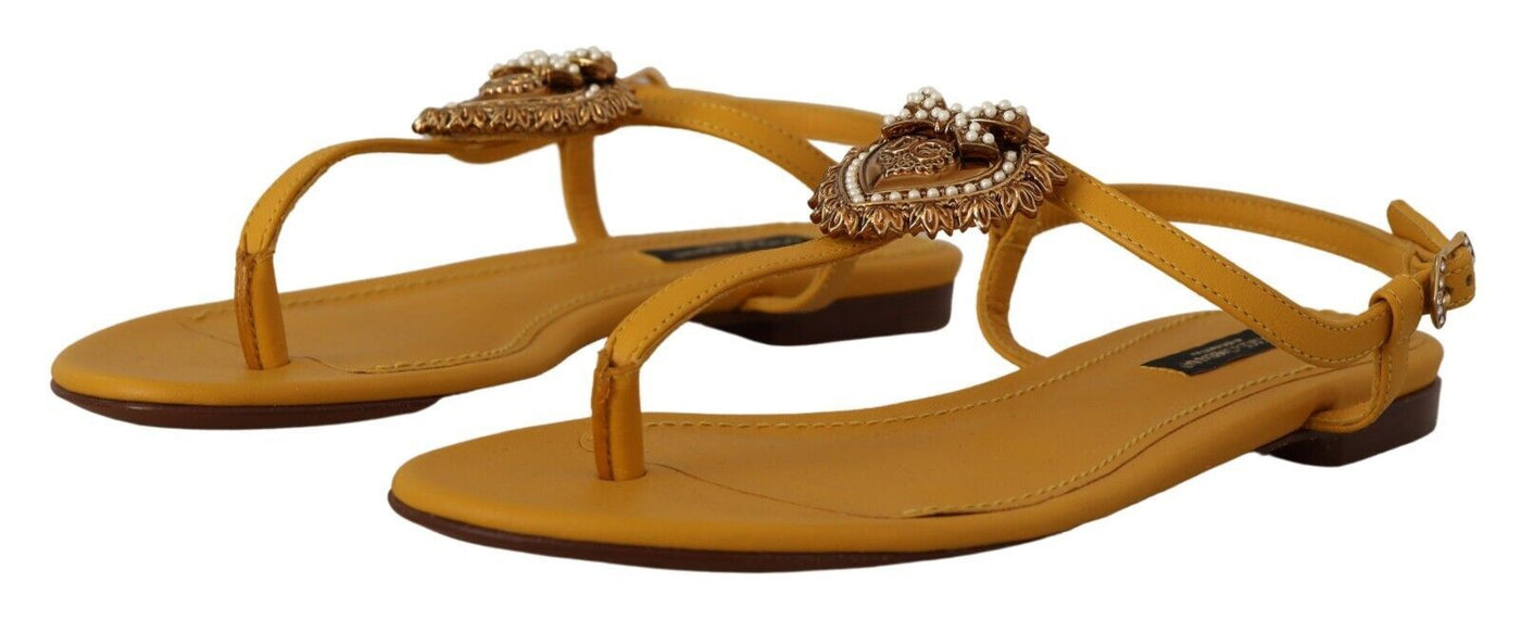 Mustard Leather Devotion Flats Sandals Shoes