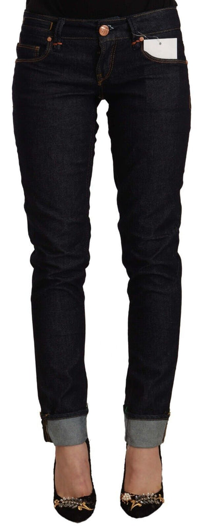 Black Cotton Low Waist Slim Fit Denim Jeans