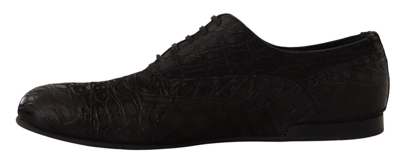 Black Caiman Leather Mens Oxford Shoes