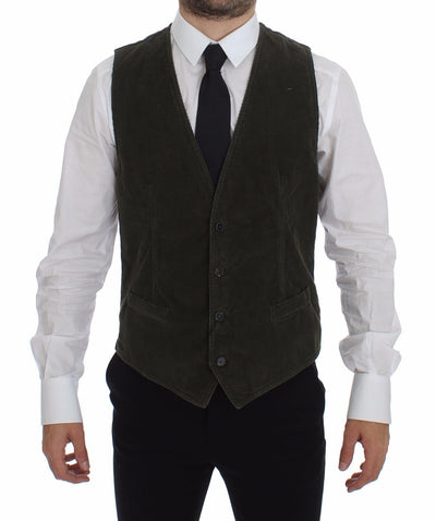 Green Corduroys Single Breasted Vest