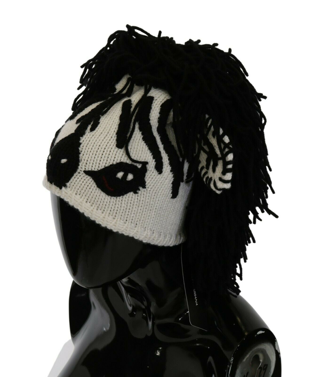 Black White Knitted Cashmere Animal Design Hat