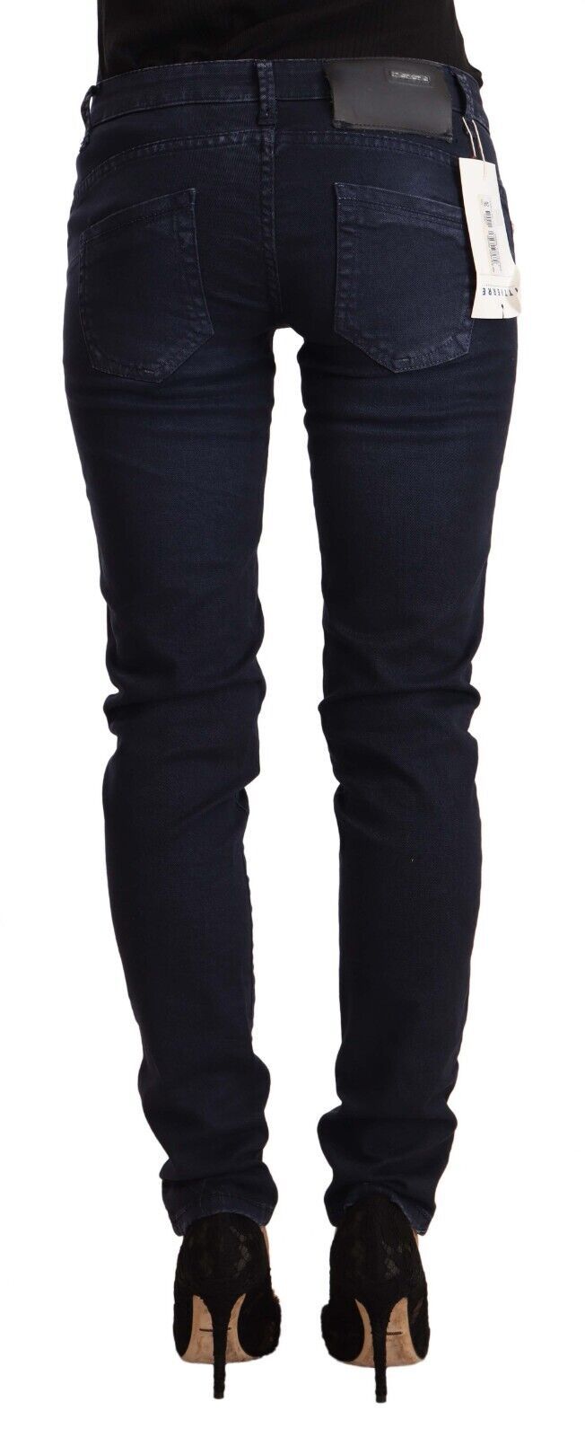 Blue Washed Cotton Low Waist Slim Fit Denim Jeans