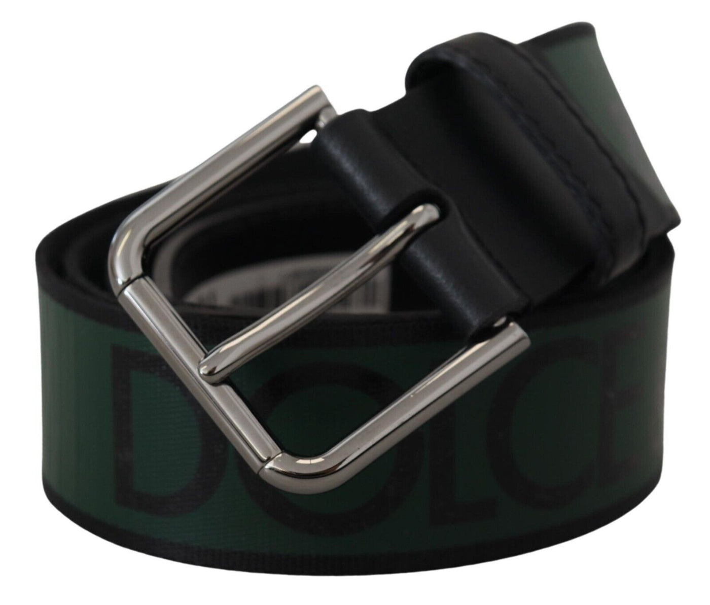 Green Print Cintura Silver Metal Buckle Belt