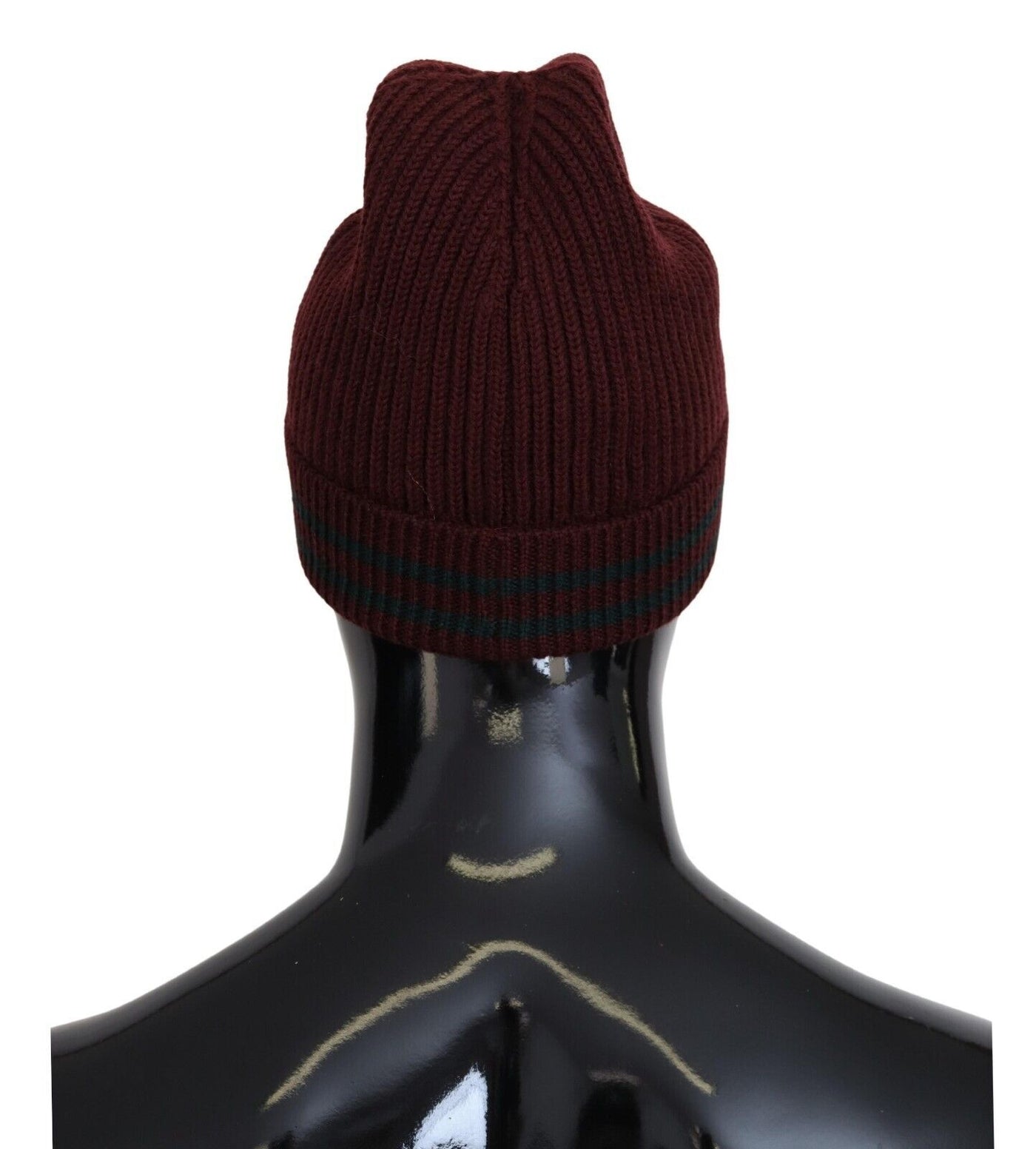 Maroon Logo Patch Beanie One Size Wool Knit Hat