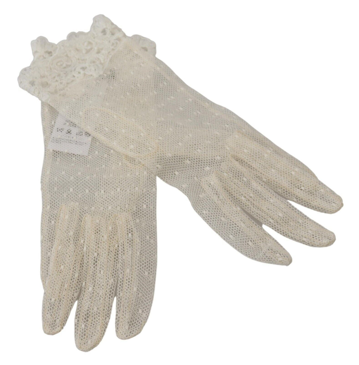 White Lace Wrist Length Mitten Cotton Gloves