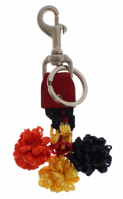 Multicolor Raffia Leather Clasp Finder Chain Keyring