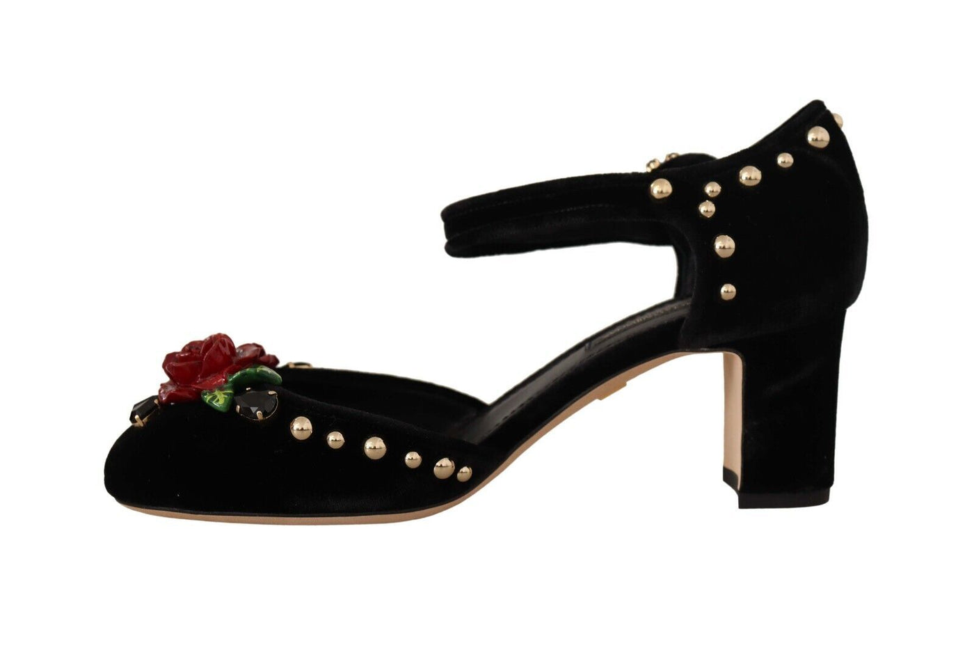 Black Embellished Ankle Strap Heels Sandals Shoes