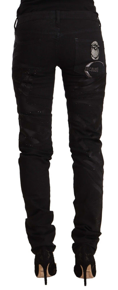 Black Mid Waist Embellished Skinny Jeans