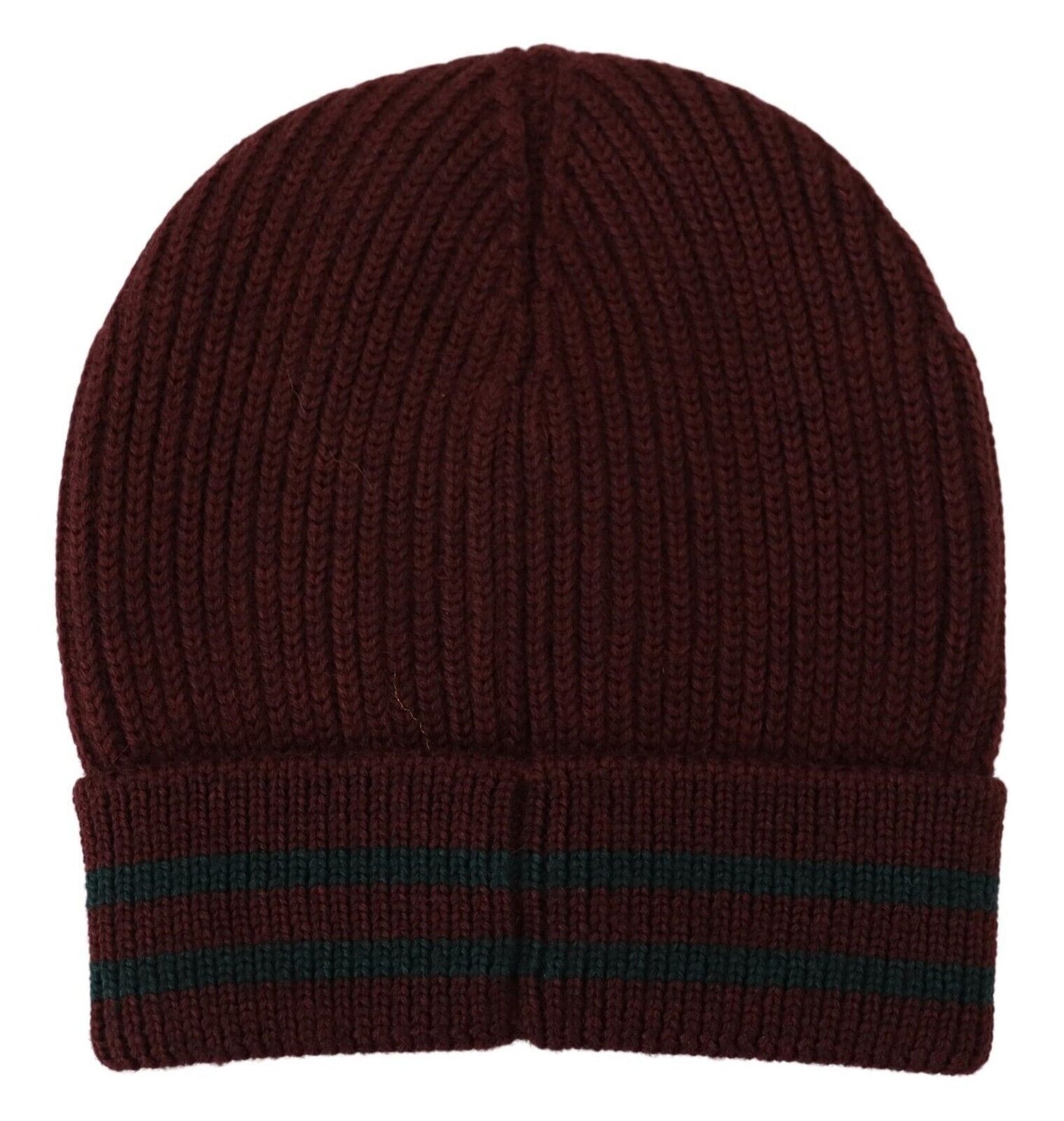 Maroon Logo Patch Beanie One Size Wool Knit Hat