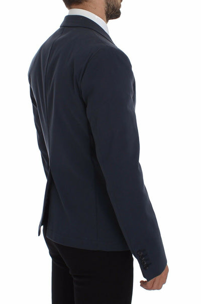 Blue Cotton Stretch Casual Blazer