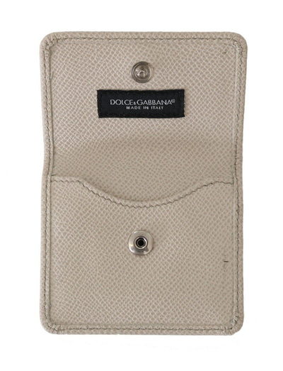 White Dauphine Leather Holder Pocket Wallet Condom Case