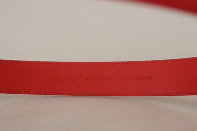 Red Solid Leather Gold Metal Buckle Belt