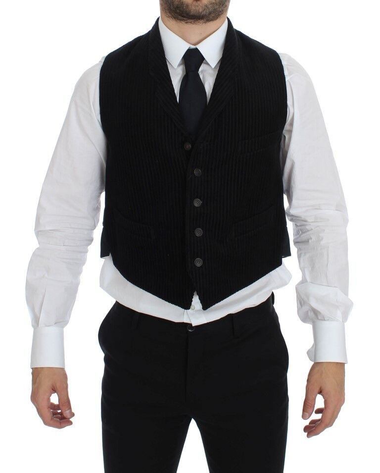 Black Manchester Single Breasted Vest