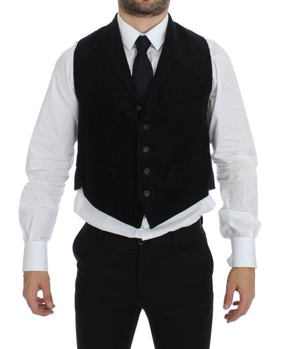 Black Manchester Single Breasted Vest