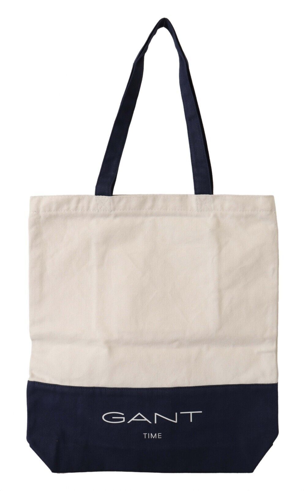 Blue White Canvas Logo Shoulder Shopping Tote Bag