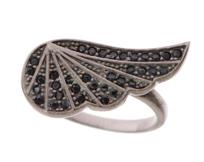 Silver Womens Black CZ Rhodium 925 Ring