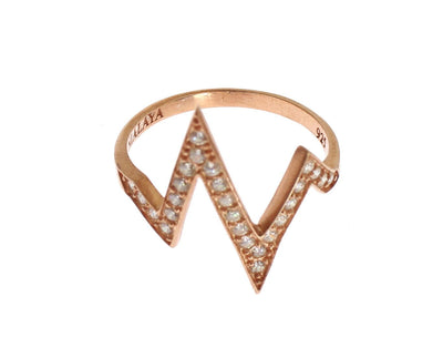 Pink Gold 925 Silver Womens Clear Ring