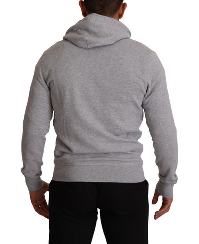 Gray Full Zip Hooded Cotton Sweatshirt Sweater