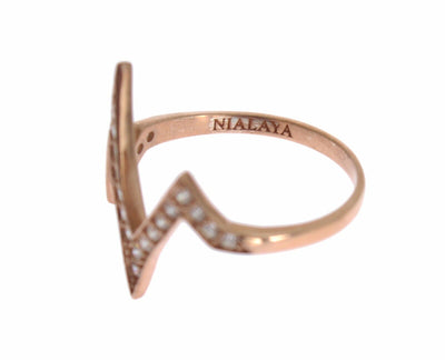 Pink Gold 925 Silver Womens Clear Ring