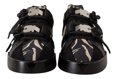 Black White Zebra Suede Rubber Sneakers Shoes