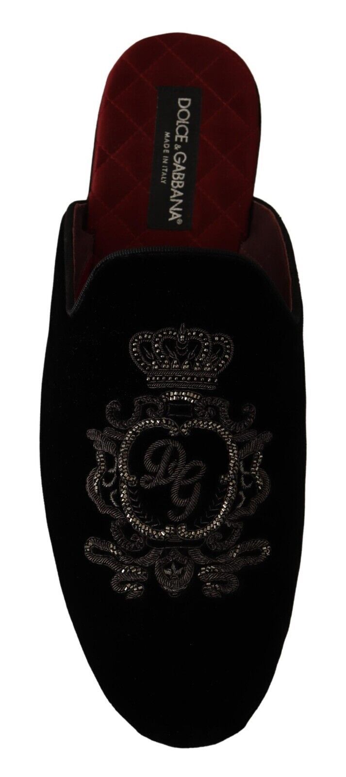 Black Velvet DG Crown Embroidery Slides Shoes