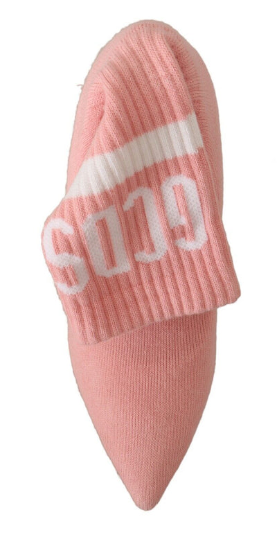 Pink Suede Logo Socks Block Heel Ankle Boots Shoes