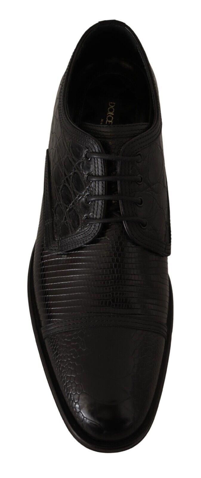 Black Exotic Leather Lace Up Formal Derby Shoes