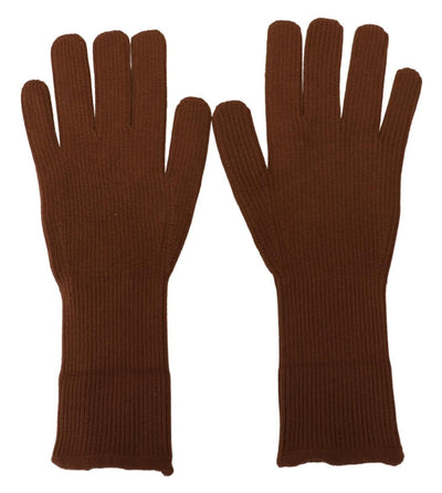 Brown Cashmere Knitted Hands Mitten Mens Gloves