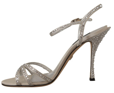 Silver Crystal Covered Ankle Strap Sandals Shoes