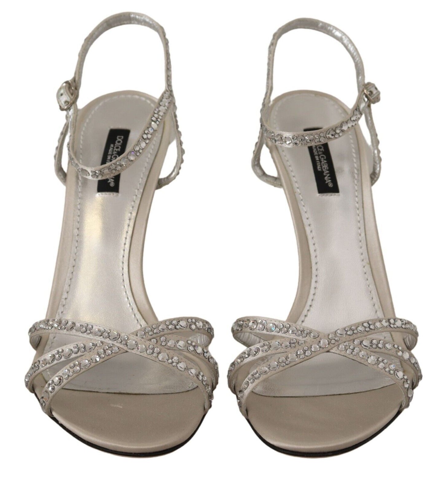 Silver Crystal Covered Ankle Strap Sandals Shoes