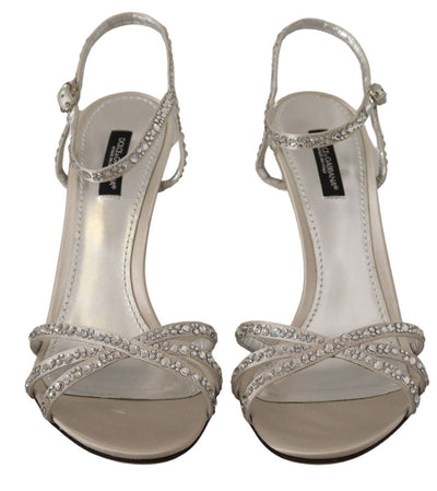 Silver Crystal Covered Ankle Strap Sandals Shoes