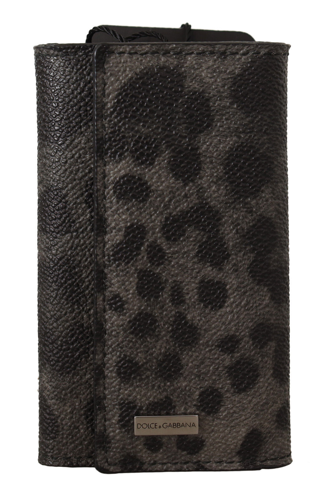 Black Leopard Keyring Pouch Holder Case Gray