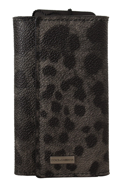 Black Leopard Keyring Pouch Holder Case Gray