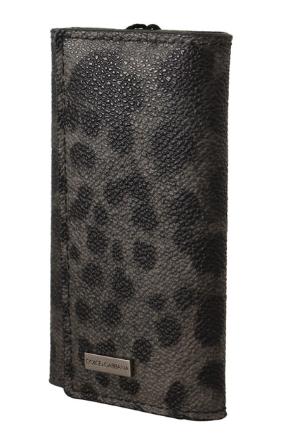 Black Leopard Keyring Pouch Holder Case Gray