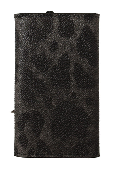 Black Leopard Keyring Pouch Holder Case Gray